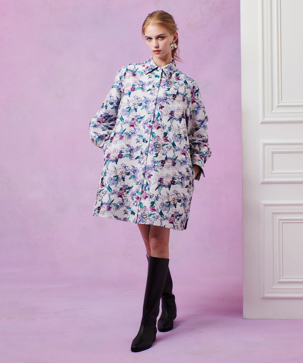 LOULOU WILLOUGHBY 【LOULOU WILLOUGHBY】LIMONTAフラワージャガードシャツワンピース ラベンダー (53)