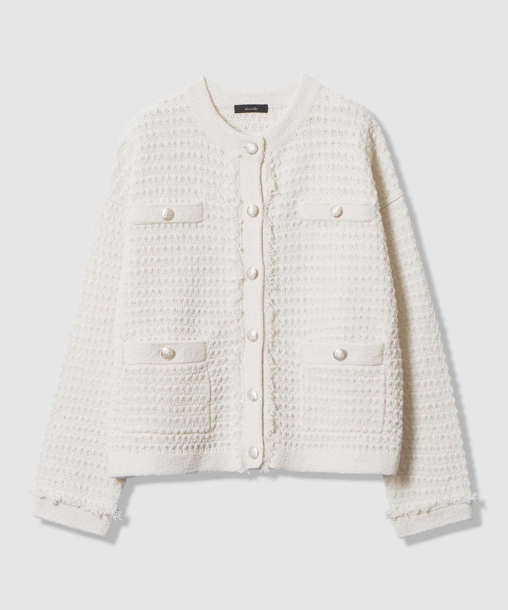 allureville ニットツィードジャケット オフホワイト (02)