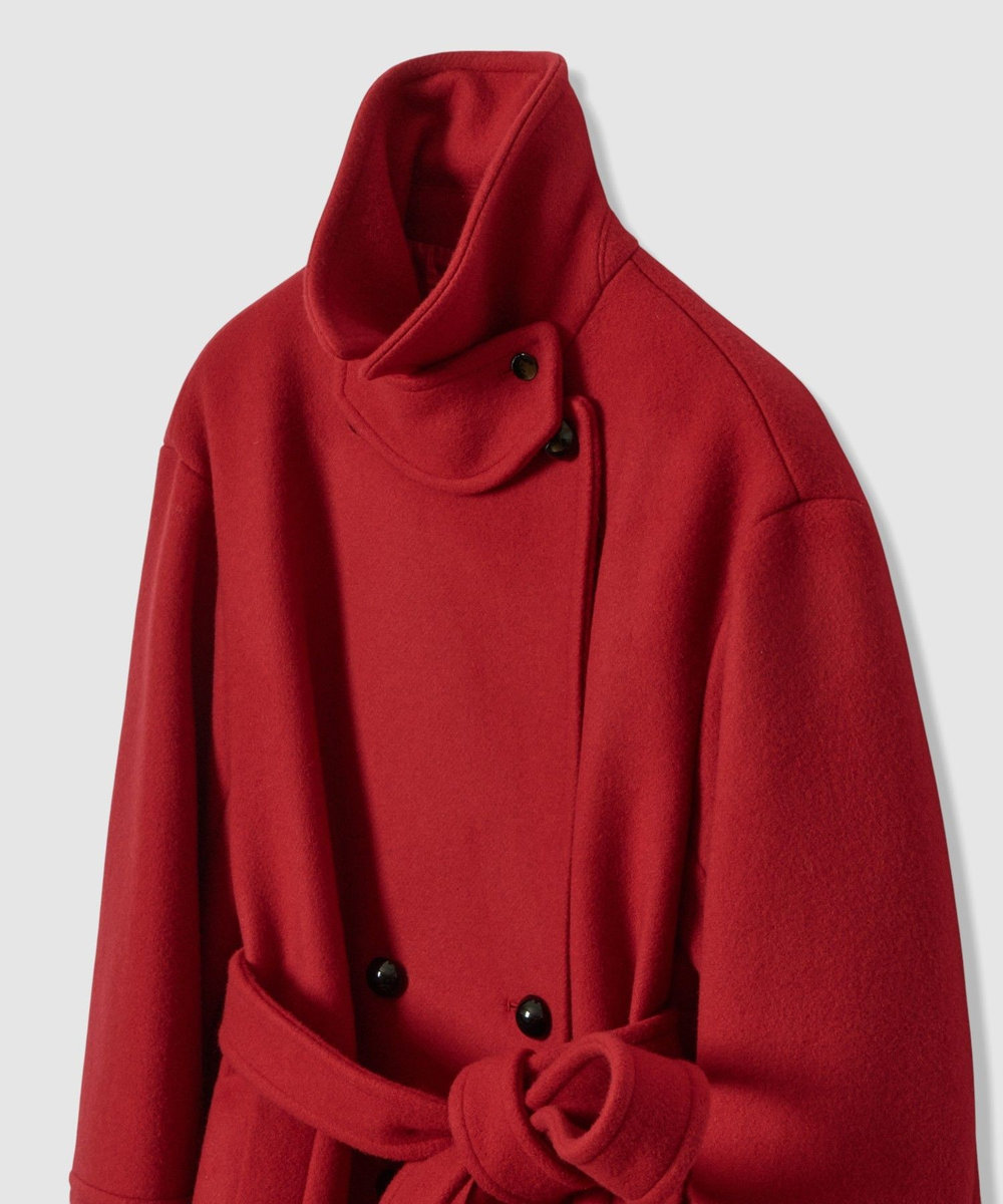 allureville パイルメルトンデザインＰコート ボルドー (44)