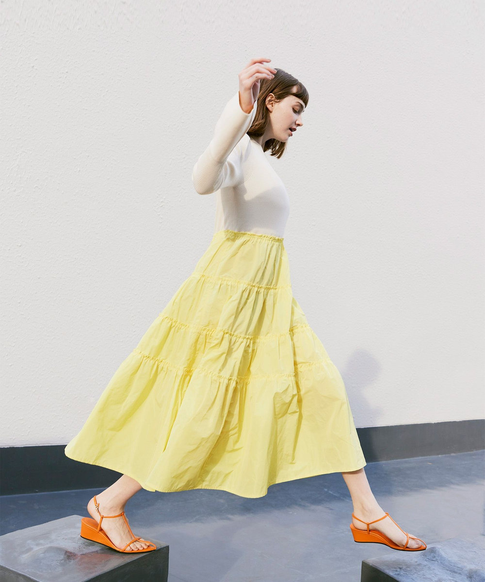 LOULOU WILLOUGHBY タフタティアードニットワンピース イエロー系 (26)
