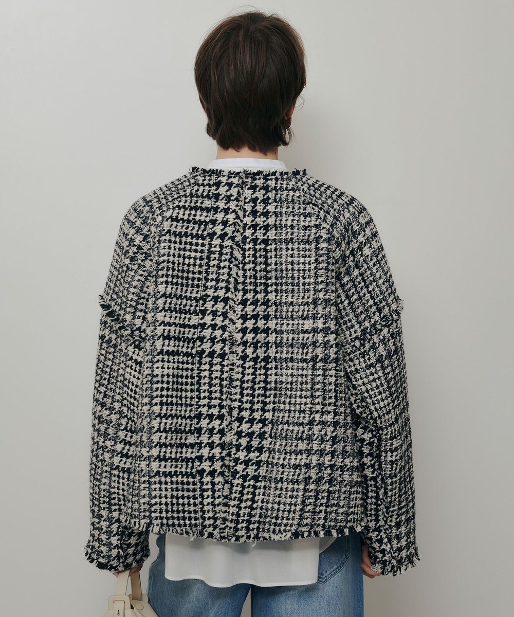 allureville ハウンドトゥースブロッキングジャケット ブラック (95)