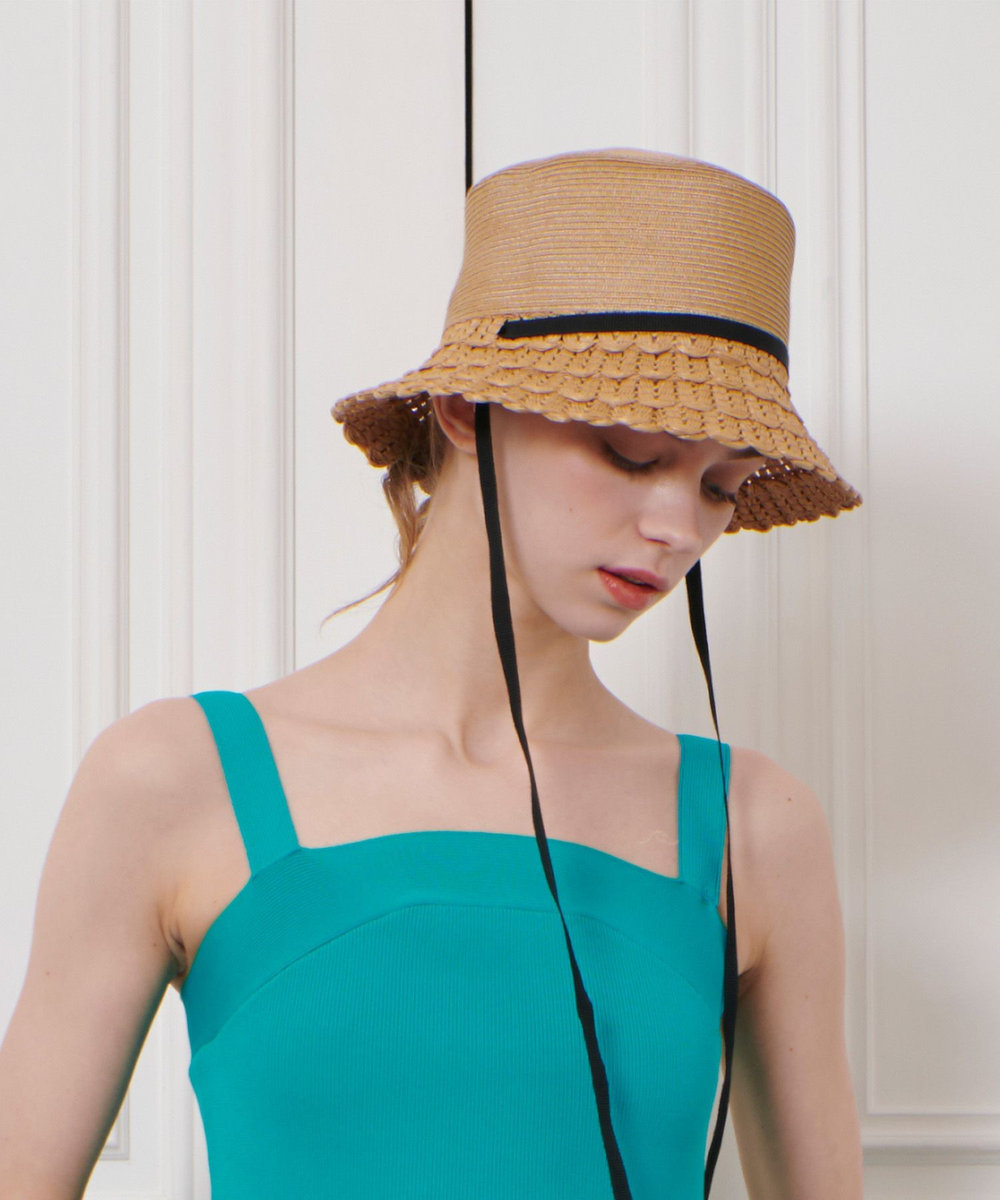 LOULOU WILLOUGHBY 【LOULOU WILLOUGHBY】スカラップブリムバケットハット ベージュ (11)