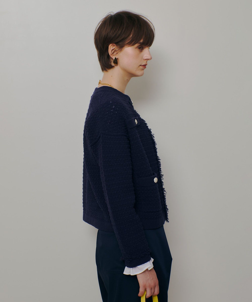 allureville ニットツィードジャケット ネイビー (65)