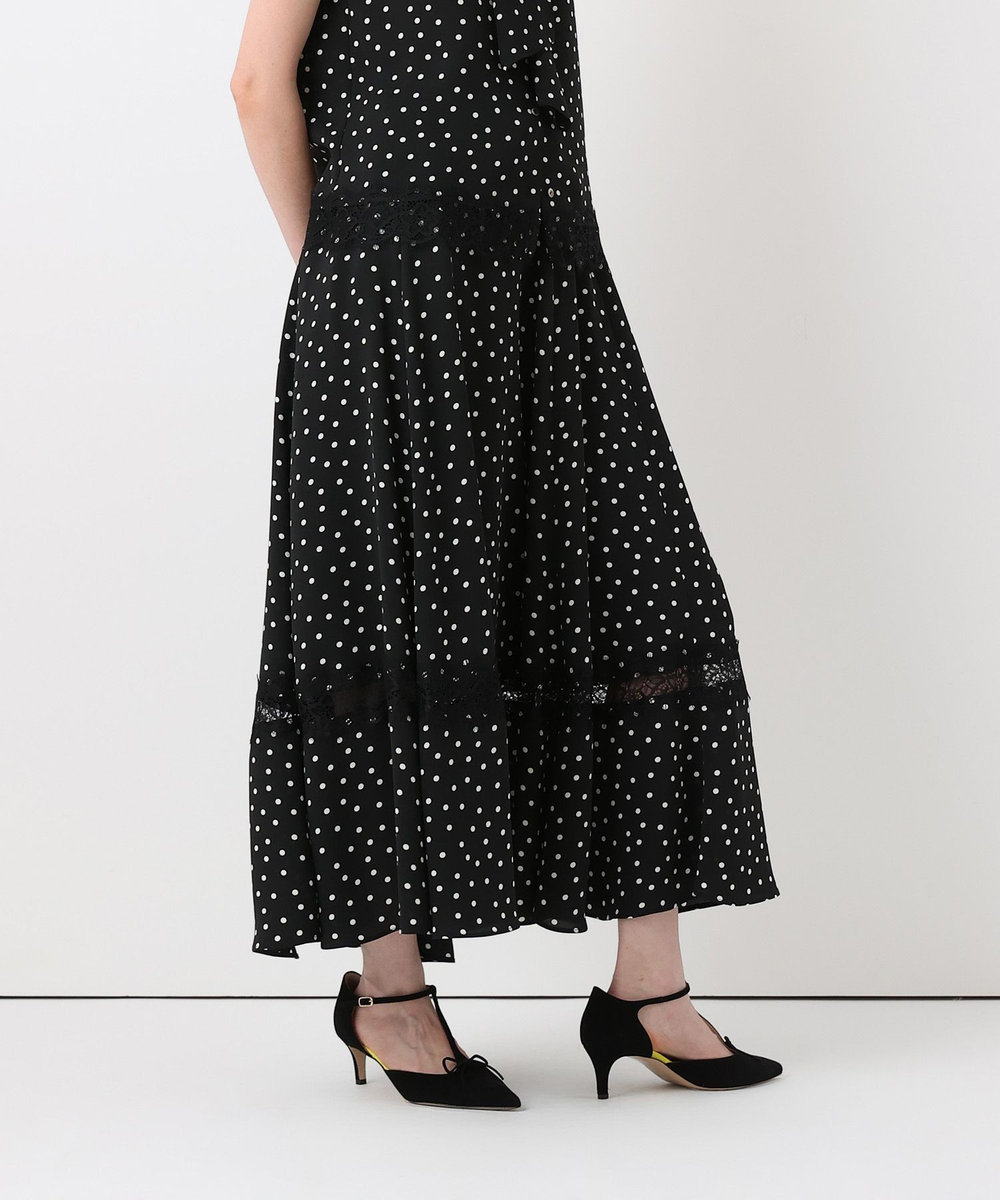 allureville レース切替ドットプリントスカート ブラック系 (98)