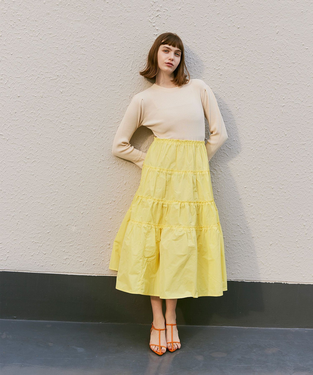 LOULOU WILLOUGHBY タフタティアードニットワンピース イエロー系 (26)