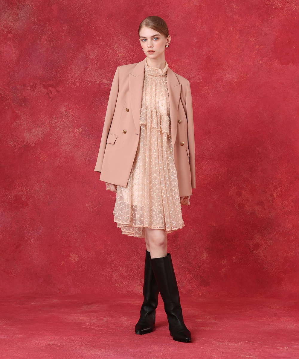 LOULOU WILLOUGHBY チュールレースラッフルミニワンピース ベージュ (11)