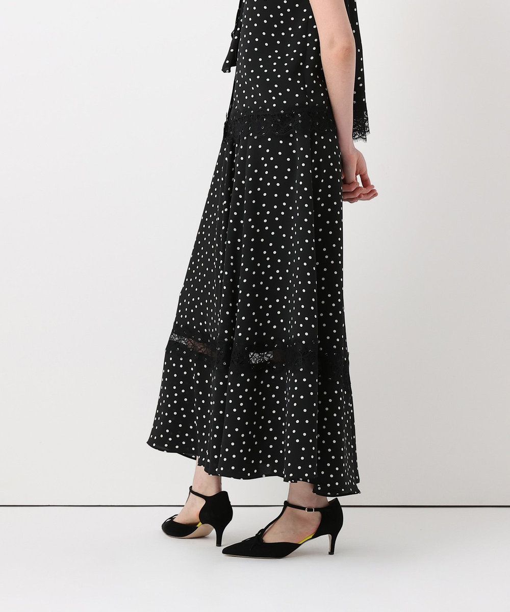 allureville レース切替ドットプリントスカート ブラック系 (98)