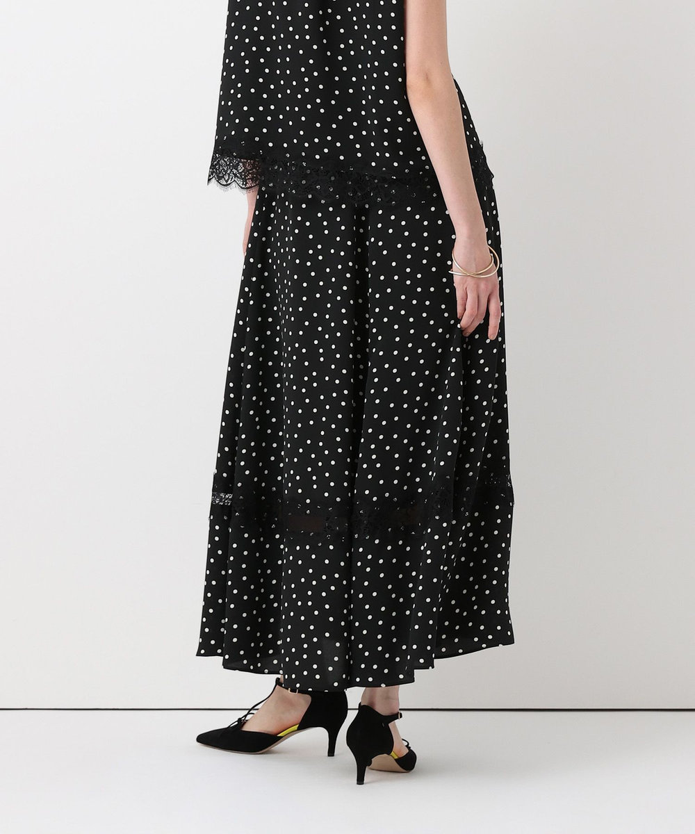 allureville レース切替ドットプリントスカート ブラック系 (98)
