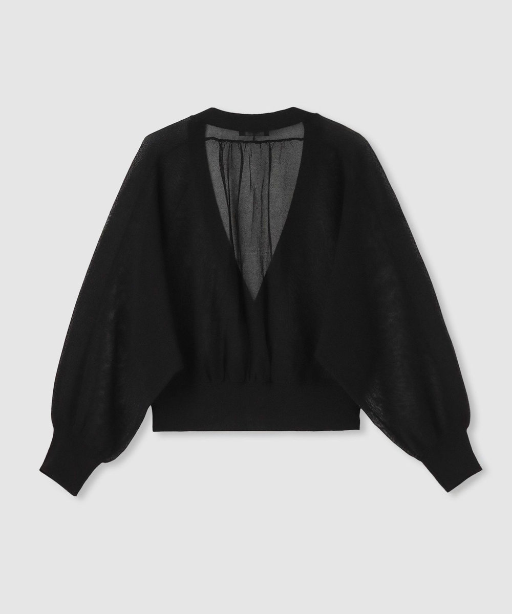 allureville シアーコイルボレロカーディガン ブラック (95)