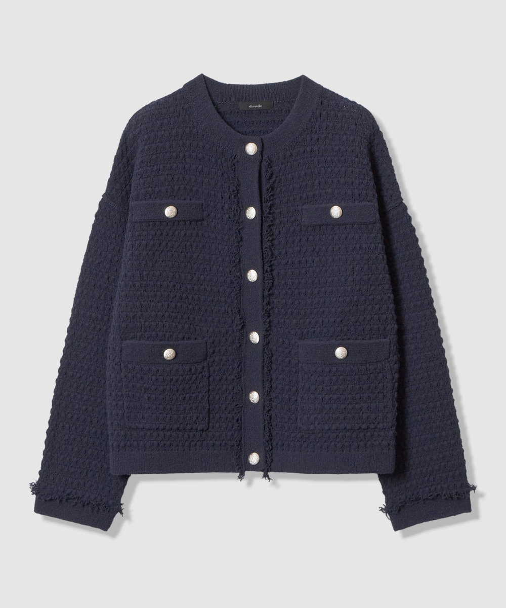 allureville ニットツィードジャケット ネイビー (65)