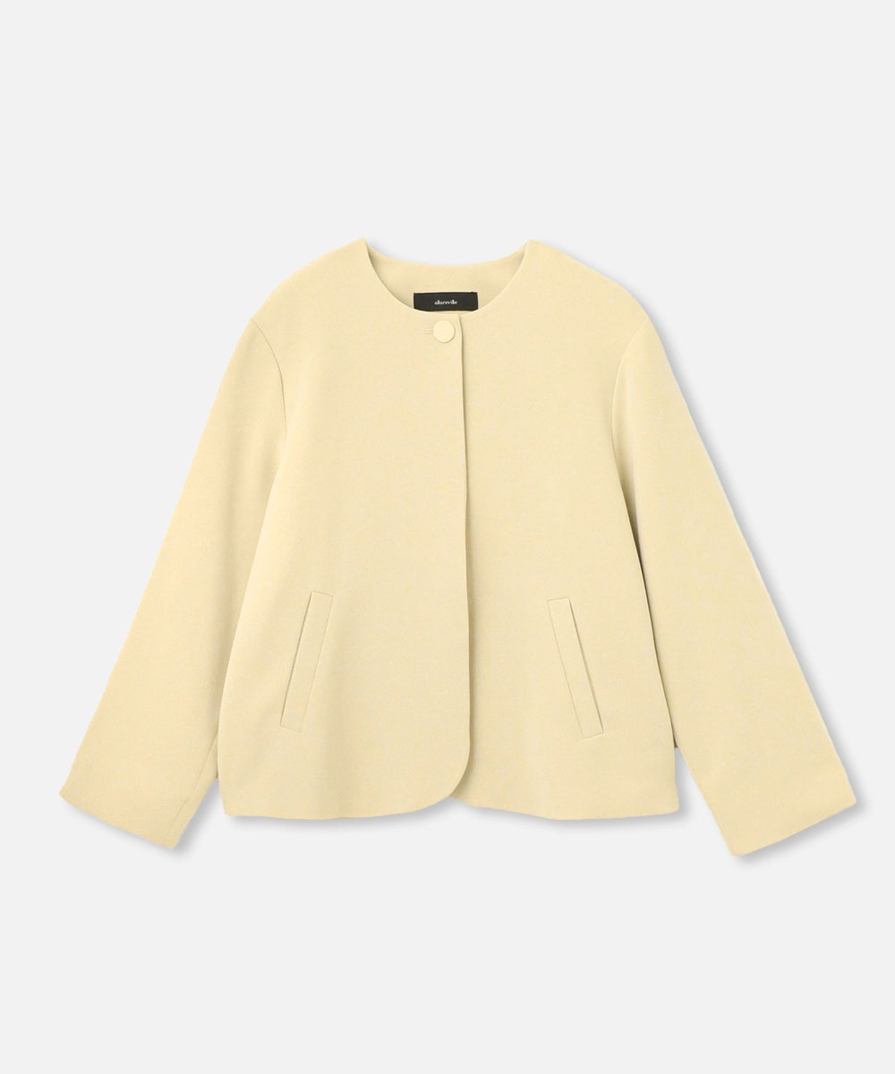 allureville ベージュ クロップドジャケット ダブルクロスクルーネックAラインジャケット|allureville OFFICIAL