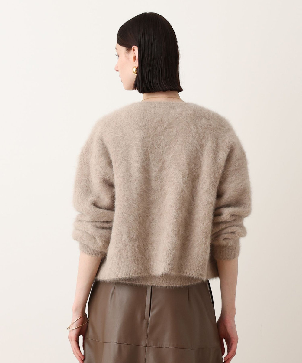 allureville カシミヤブレンドファー加工Vカーディガン モカ (85)