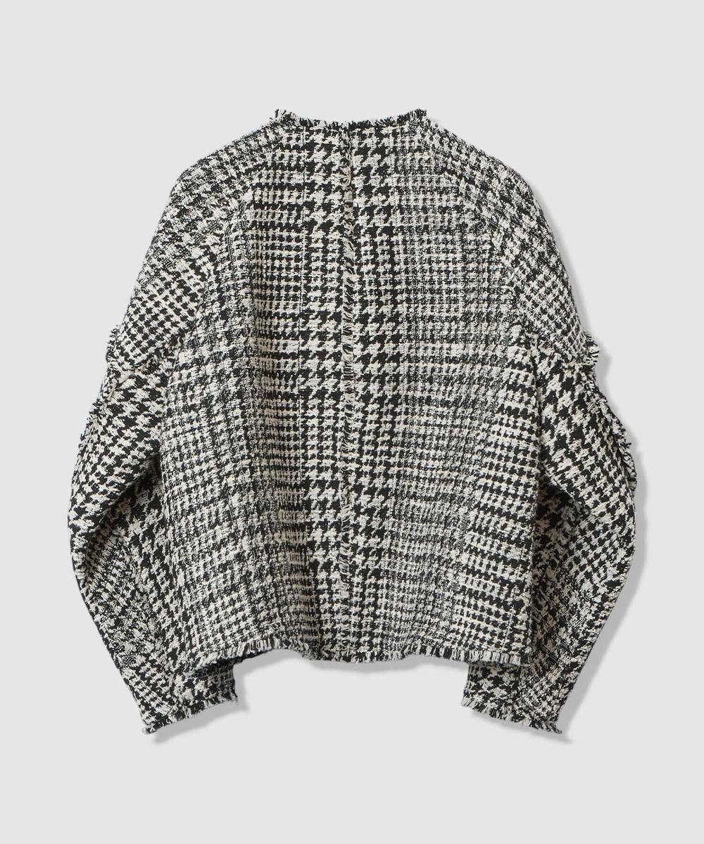 allureville ハウンドトゥースブロッキングジャケット ブラック (95)