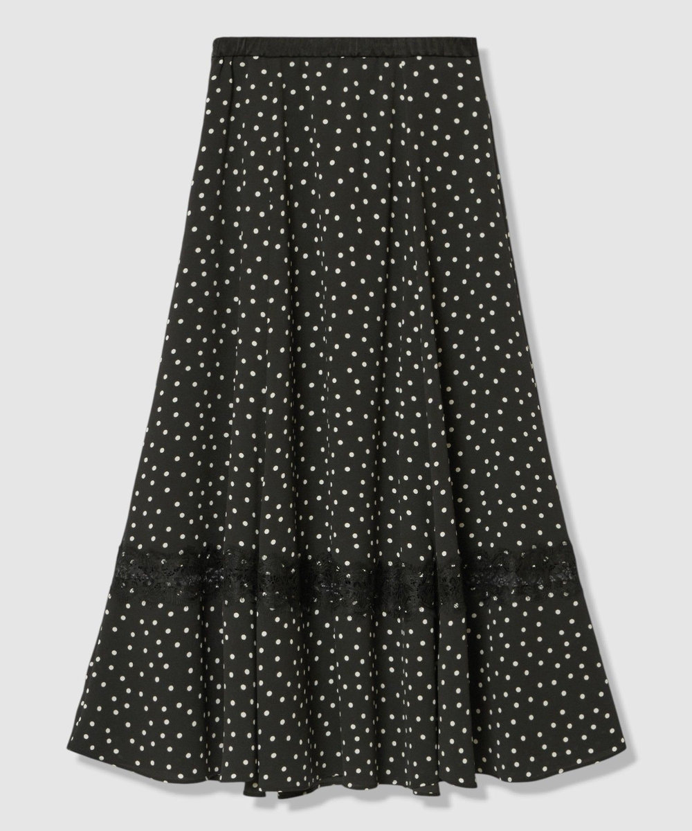 allureville レース切替ドットプリントスカート ブラック系 (98)