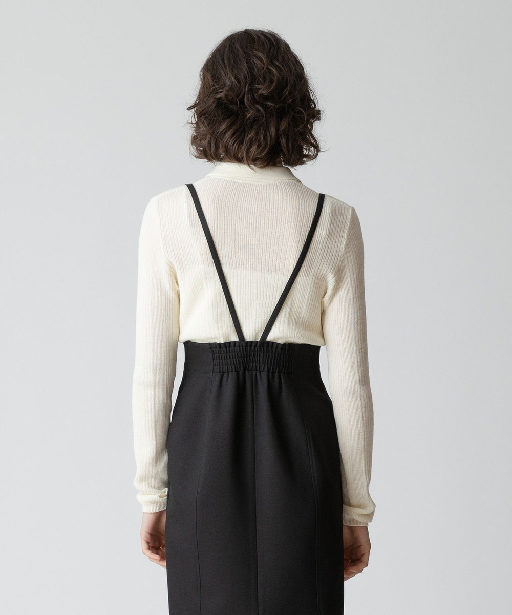 allureville ランダムストライプニットポロ アイボリー (04)