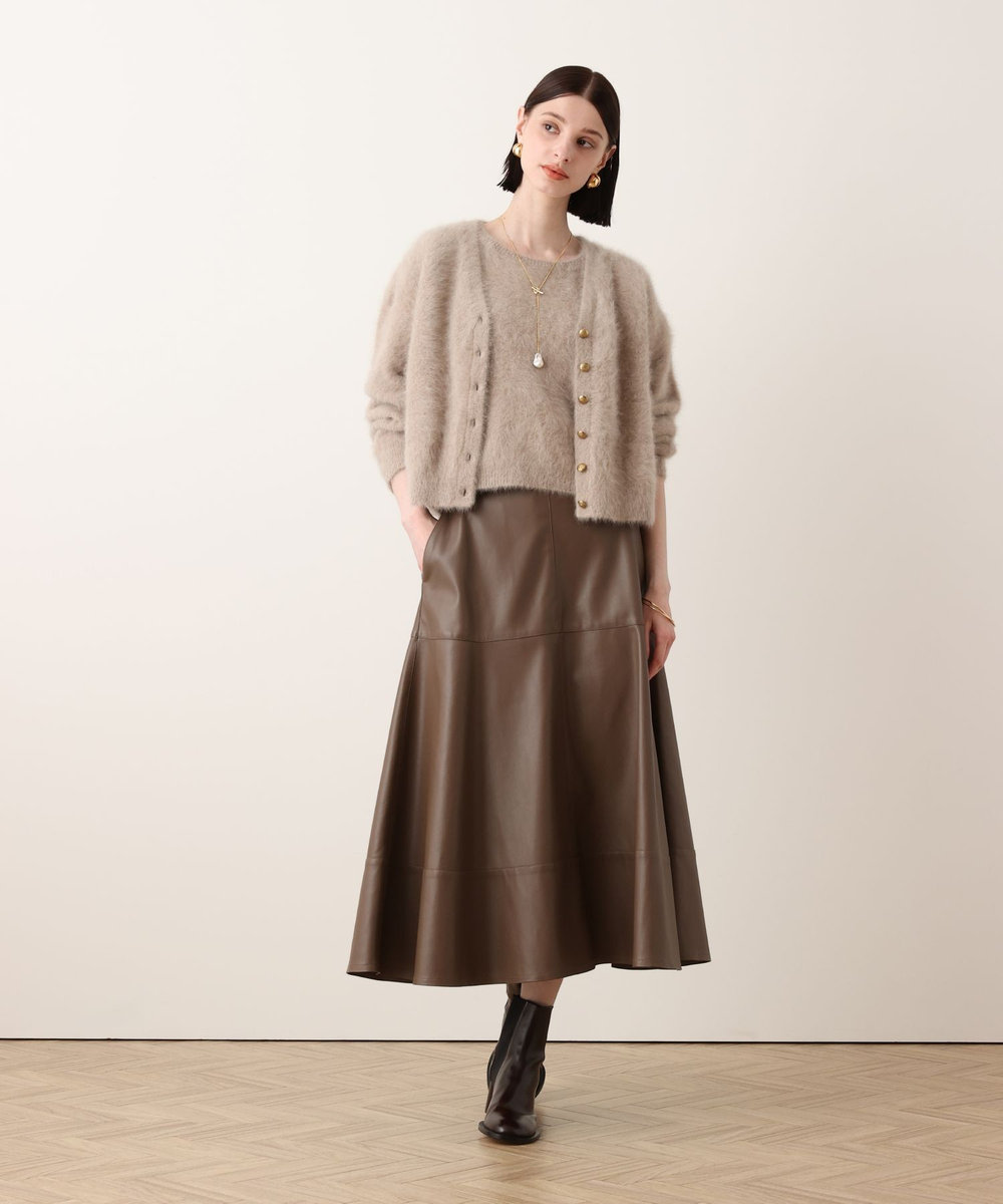allureville カシミヤブレンドファー加工Vカーディガン モカ (85)