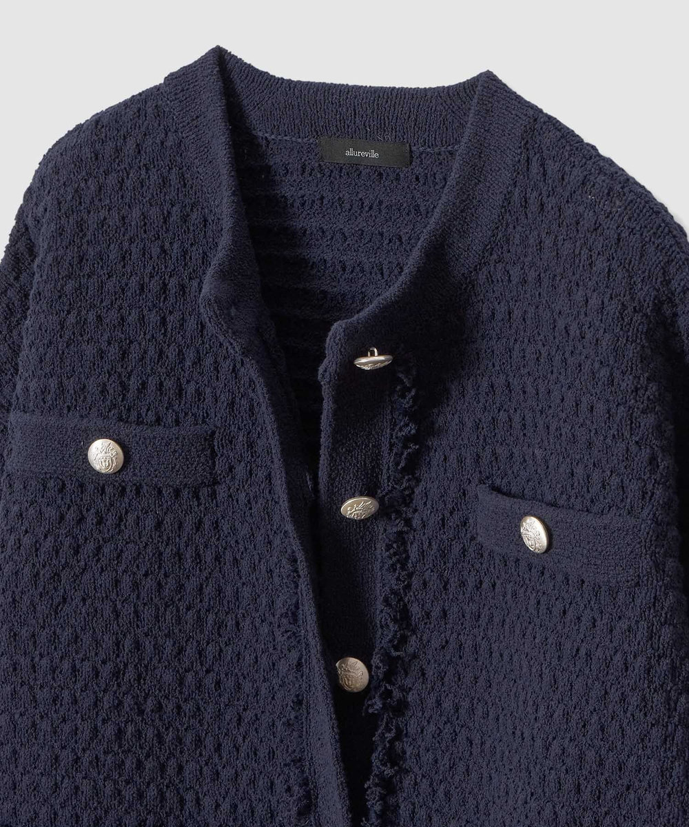 allureville ニットツィードジャケット ネイビー (65)