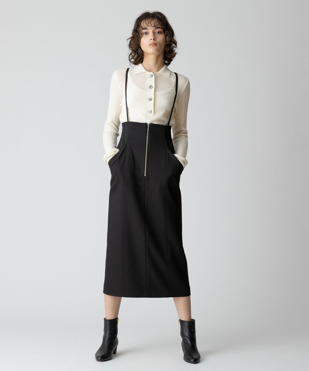 allureville ランダムストライプニットポロ アイボリー (04)