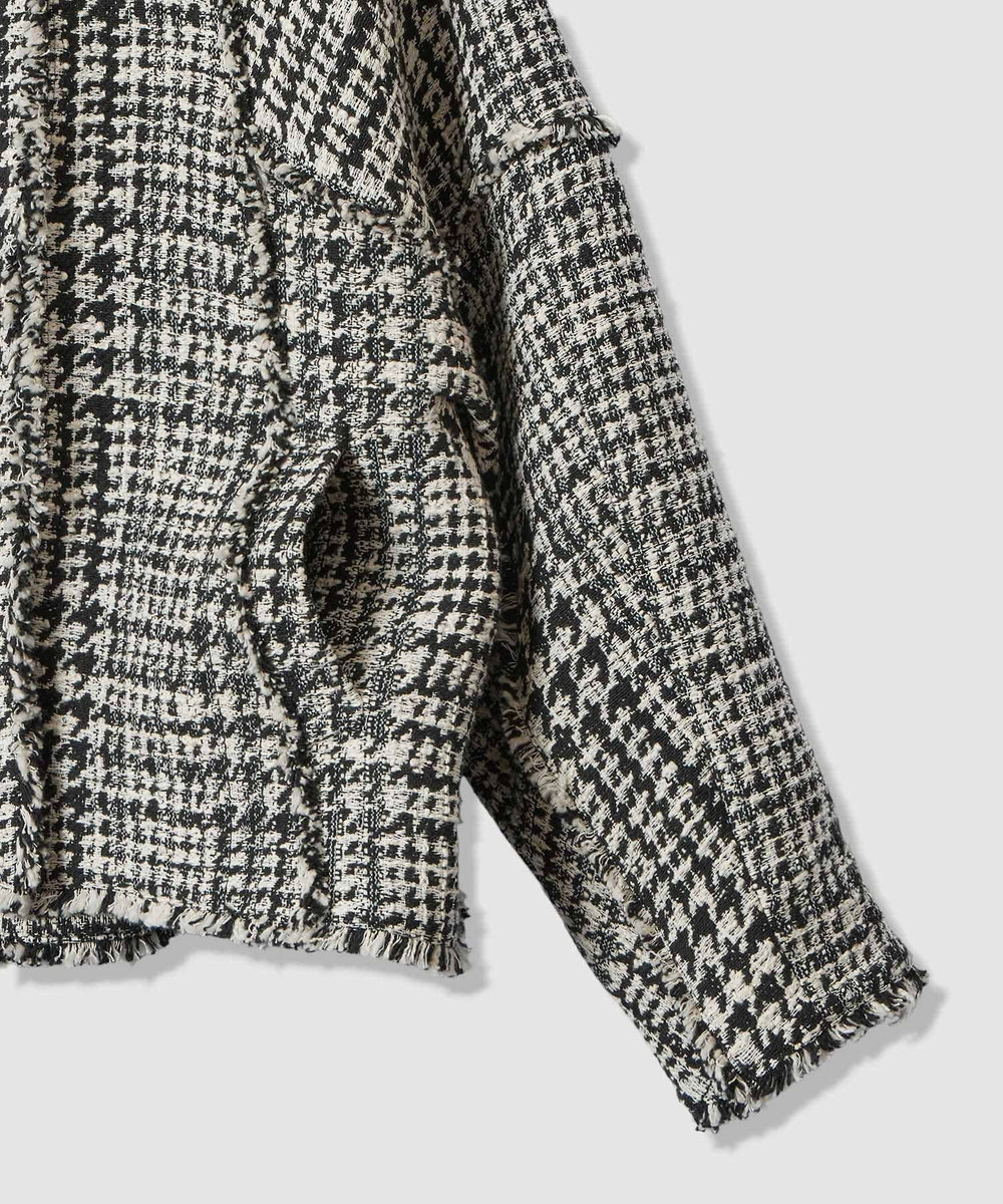 allureville ハウンドトゥースブロッキングジャケット ブラック (95)