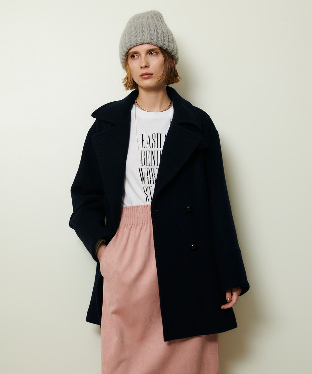 allureville パイルメルトンデザインＰコート ネイビー (65)