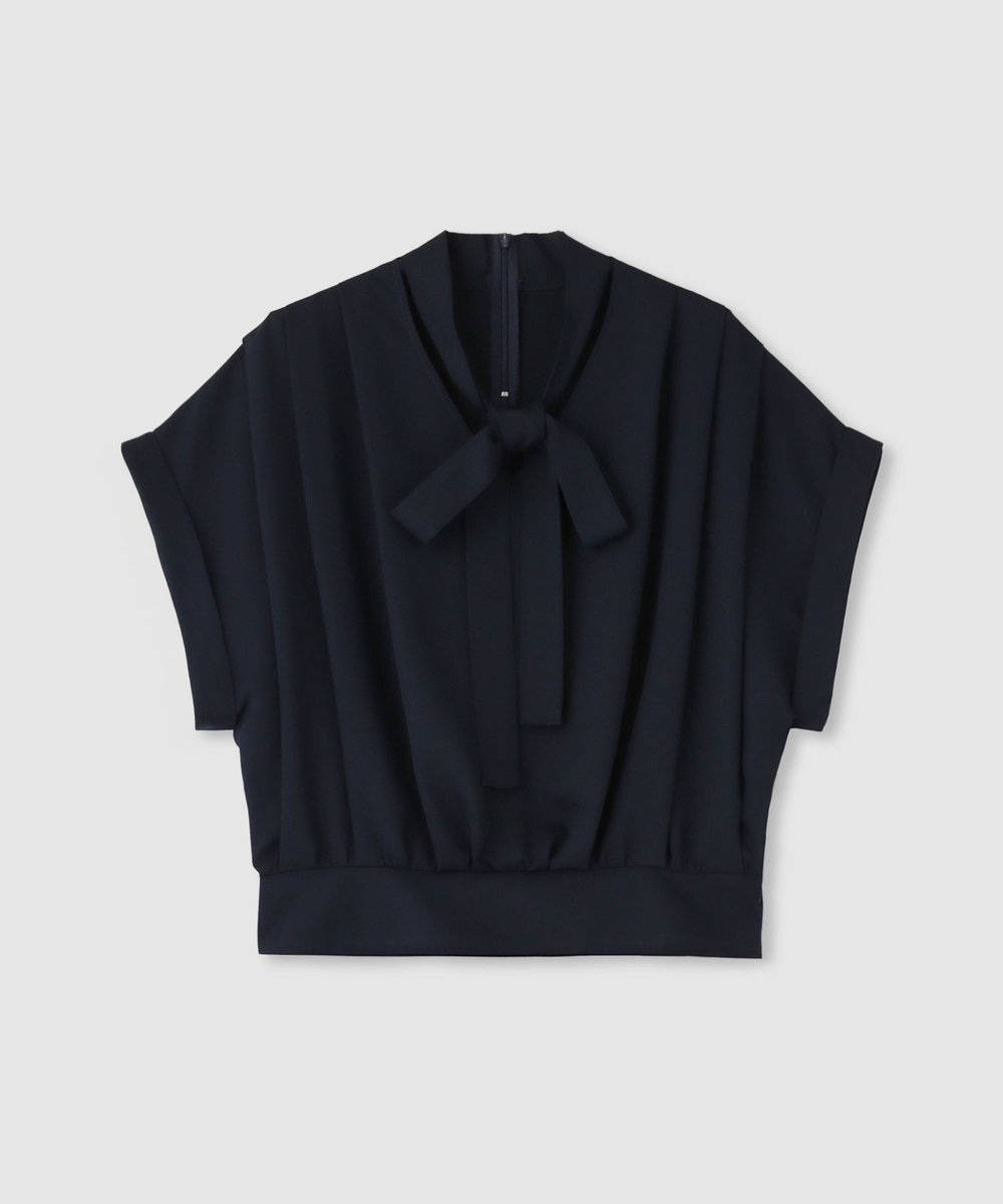 allureville ボウタイタックフレンチスリーブブラウス ネイビー (65)