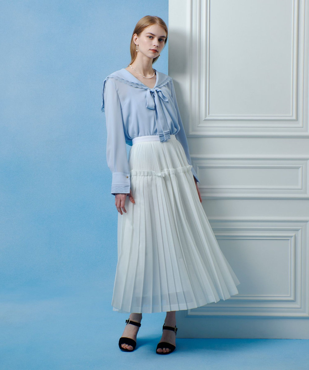 LOULOU WILLOUGHBY 【LOULOU WILLOUGHBY】セーラーカラージョーゼットブラウス サックス (63)