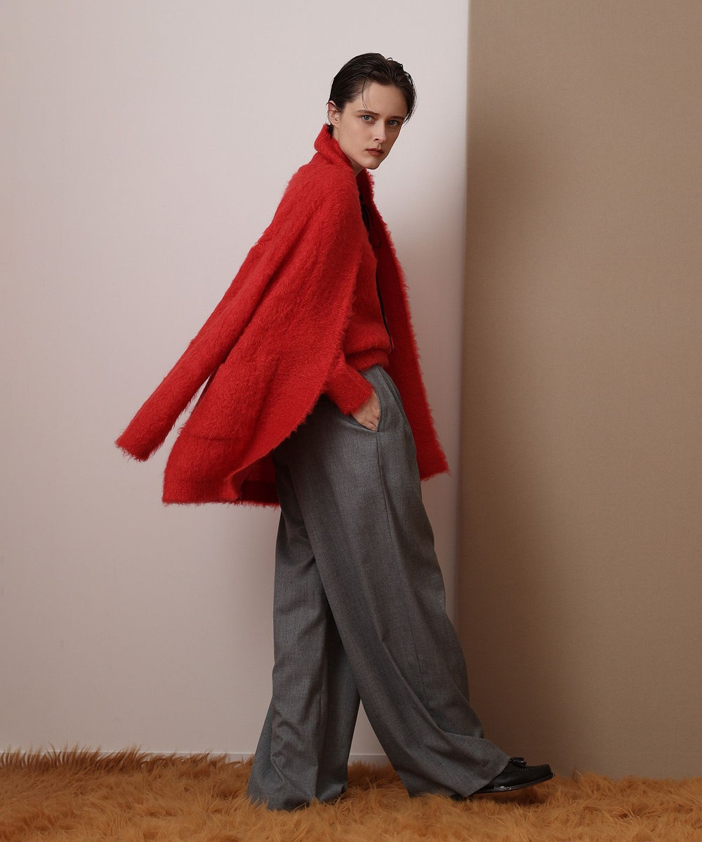 allureville ウェーブシャギーモヘヤカーディガン レッド (43)