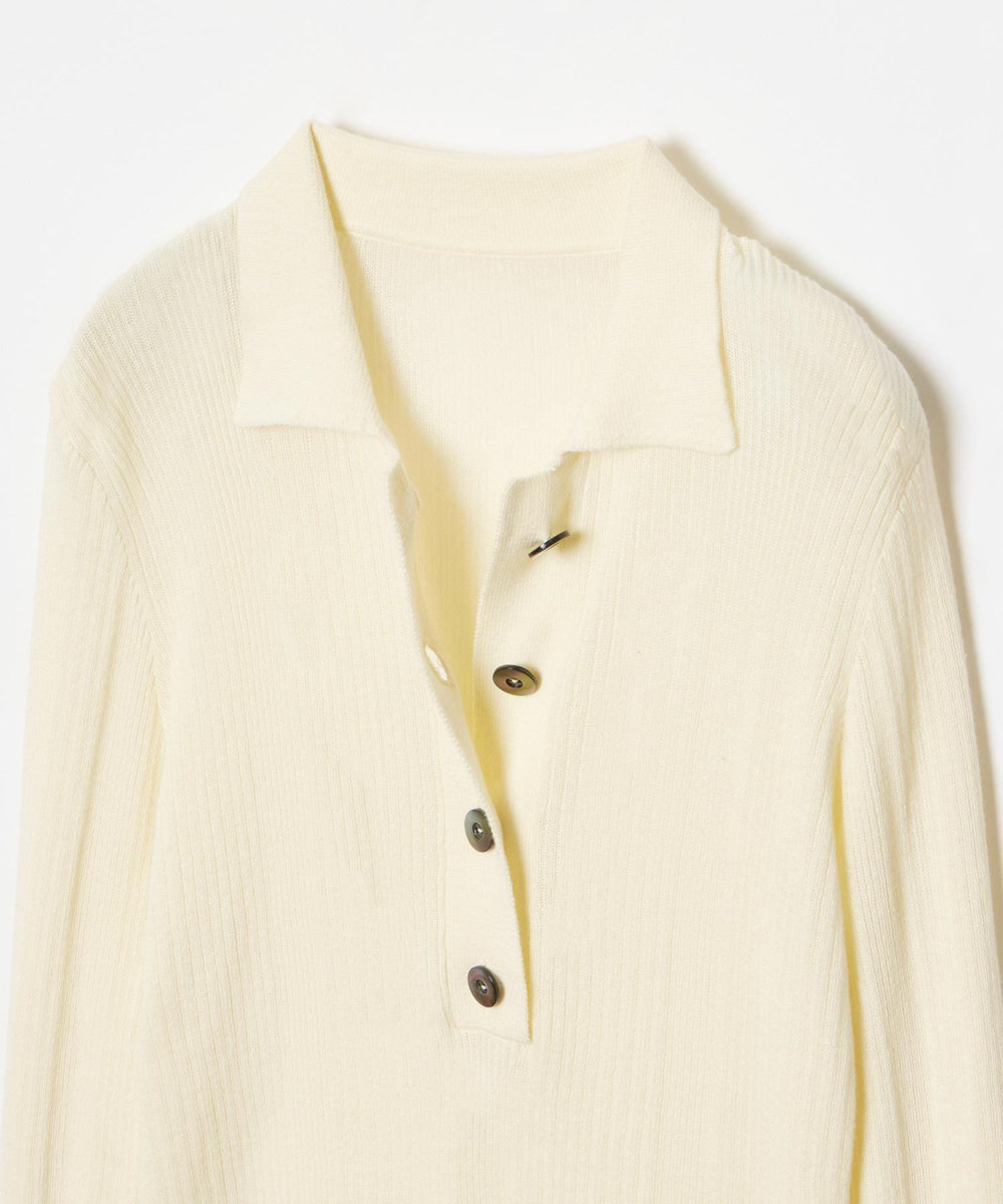 allureville ランダムストライプニットポロ アイボリー (04)