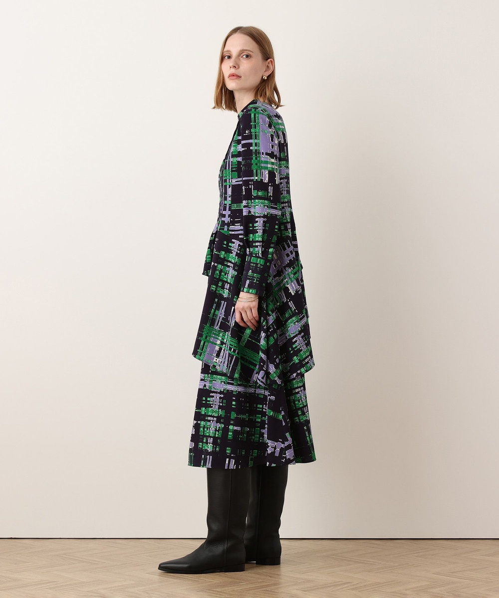 allureville グリッドアートチェックワンピース ネイビー (67)