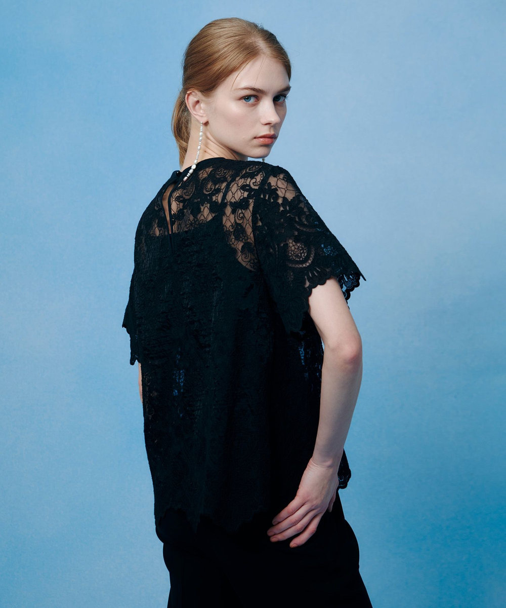 LOULOU WILLOUGHBY 【LOULOU WILLOUGHBY】オーガンスカラＴシャツ ブラック (95)