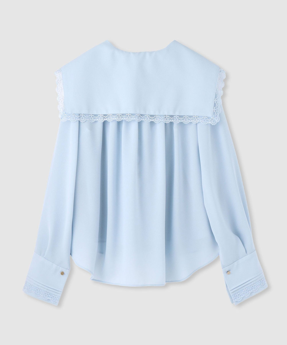 LOULOU WILLOUGHBY 【LOULOU WILLOUGHBY】セーラーカラージョーゼットブラウス サックス (63)