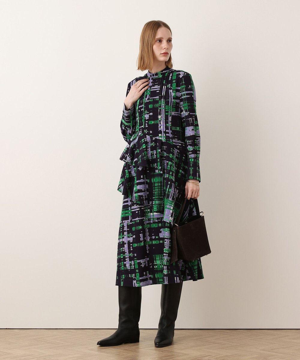 allureville グリッドアートチェックワンピース ネイビー (67)
