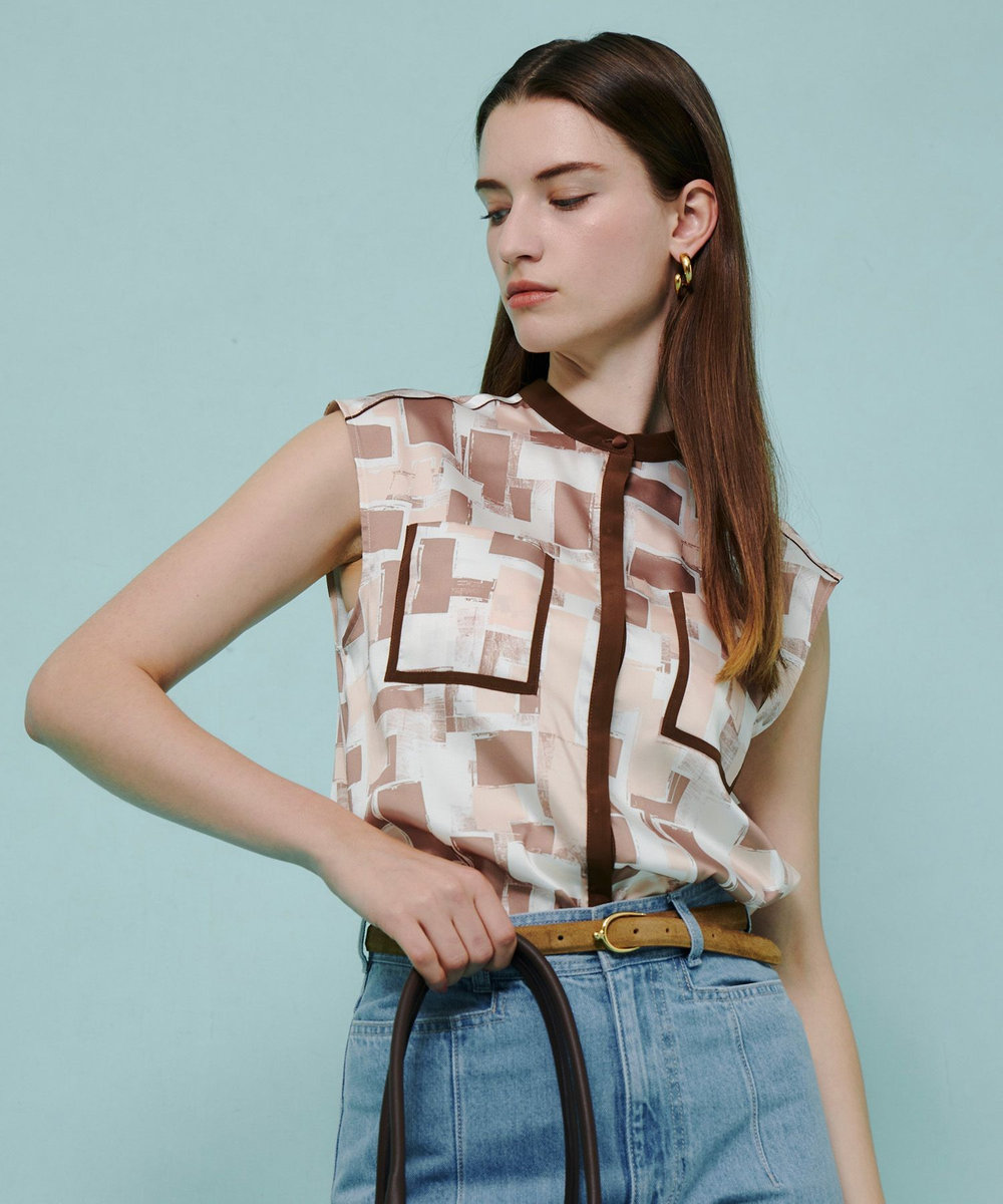 LISAジオメトリックプリントノースリブラウス|allureville OFFICIAL