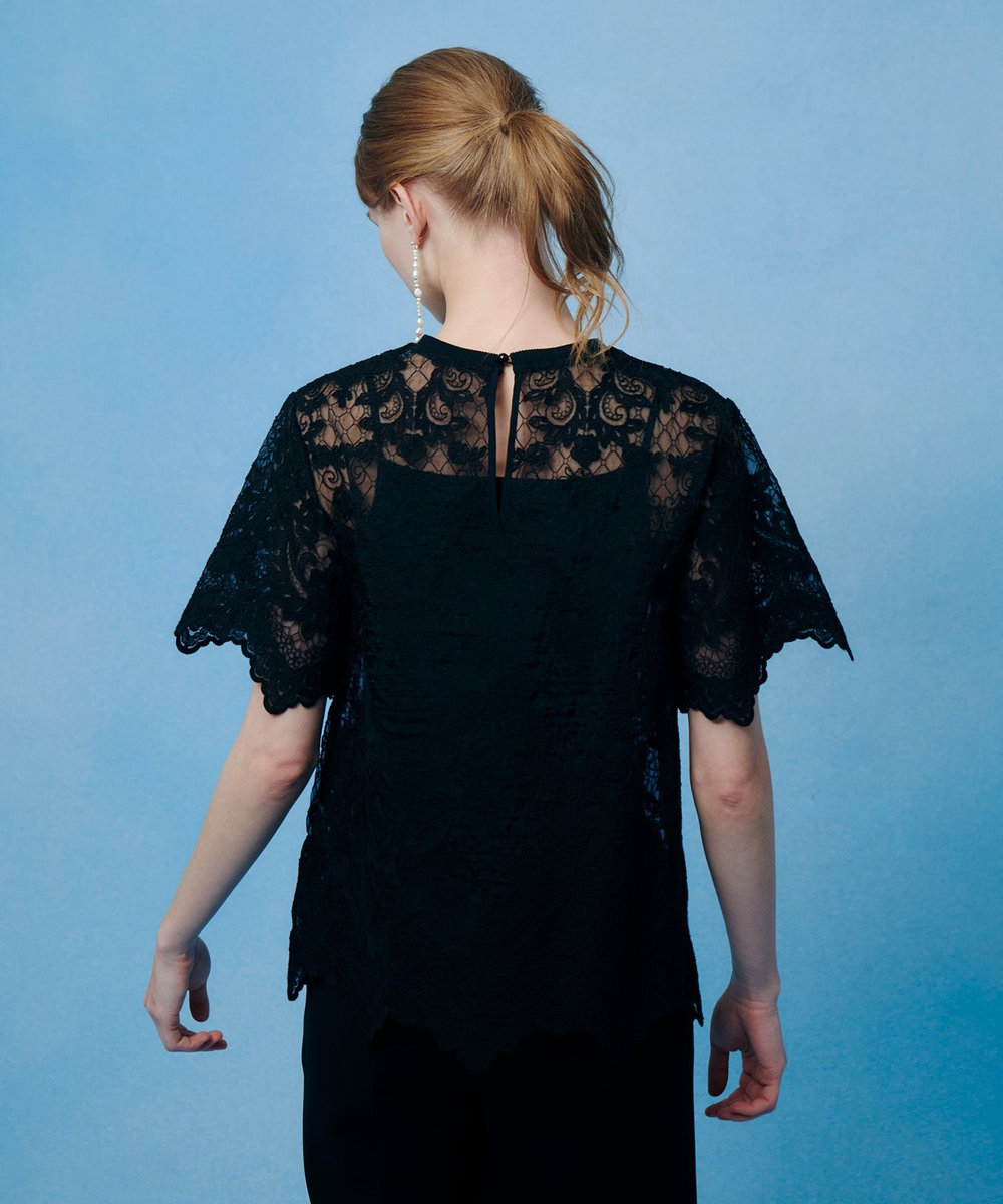 LOULOU WILLOUGHBY 【LOULOU WILLOUGHBY】オーガンスカラＴシャツ ブラック (95)