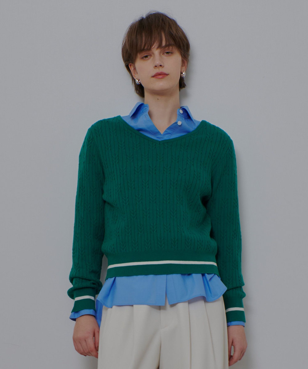 アルアバイル　ルルウィルビー リボンケーブルプルオーバー　ニット LOULOU WILLOUGHBY（ルルウィルビー）の「【LOULOU WILLOUGHBY】リボン