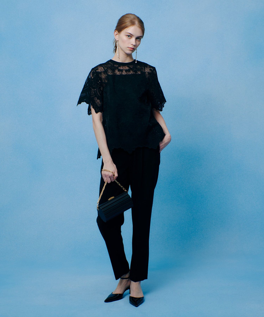 LOULOU WILLOUGHBY 【LOULOU WILLOUGHBY】オーガンスカラＴシャツ ブラック (95)