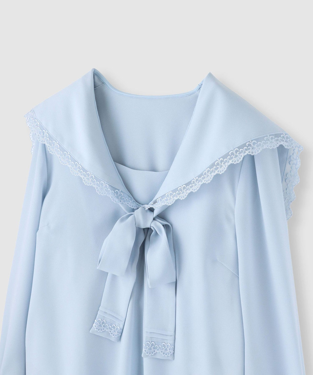 LOULOU WILLOUGHBY 【LOULOU WILLOUGHBY】セーラーカラージョーゼットブラウス サックス (63)