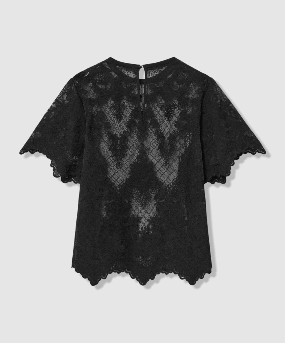 LOULOU WILLOUGHBY 【LOULOU WILLOUGHBY】オーガンスカラＴシャツ ブラック (95)