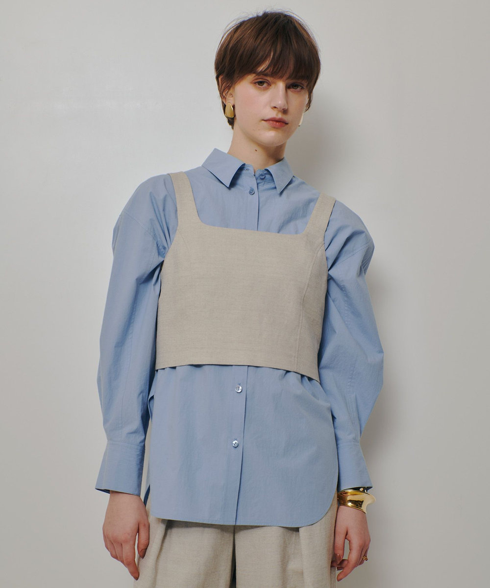 allureville シャークスキンショートジレ ベージュ (11)