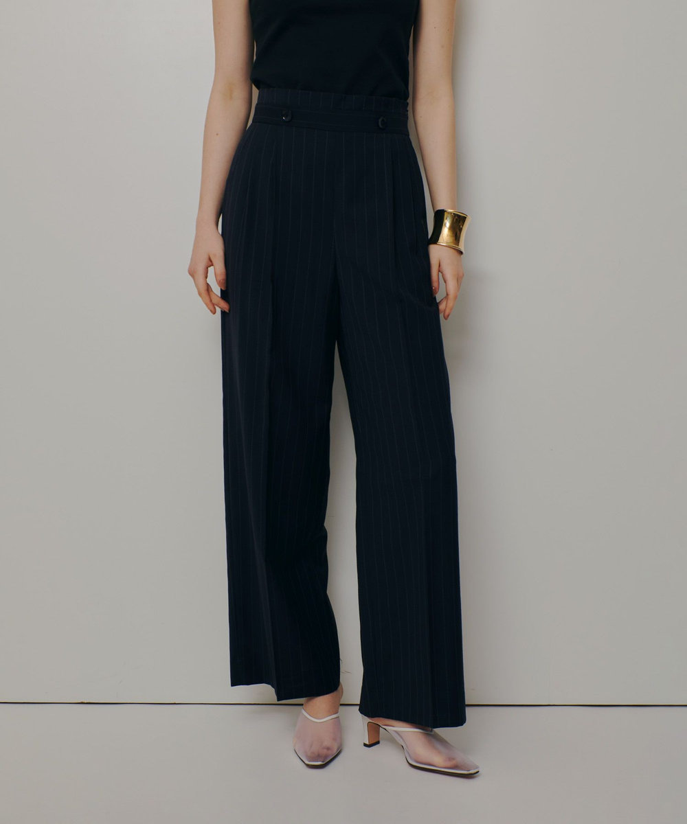 allureville ＴＷストライプウェストタックパンツ ネイビー (67)