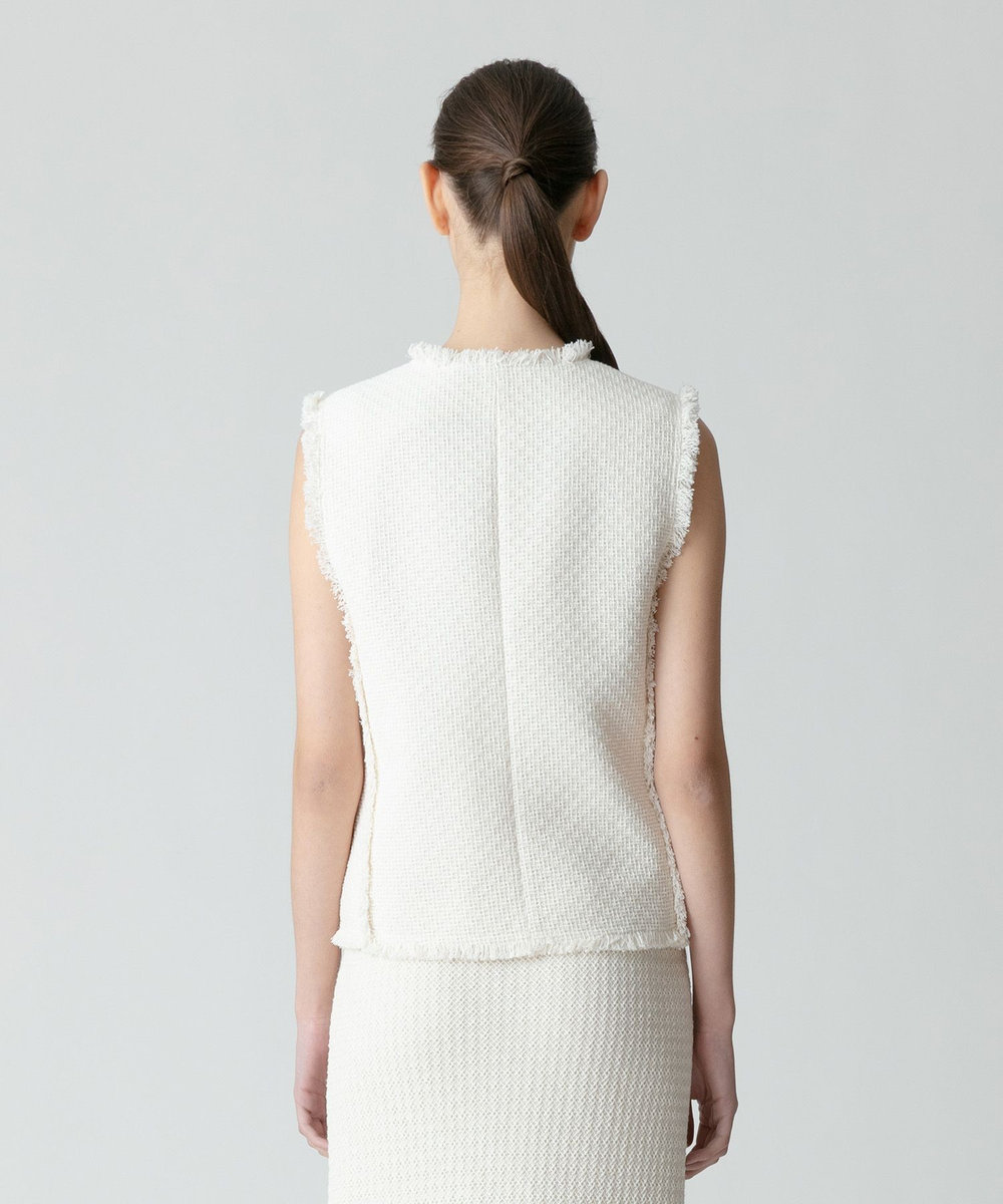 allureville ラスティックツイードフリンジジレ オフホワイト (02)