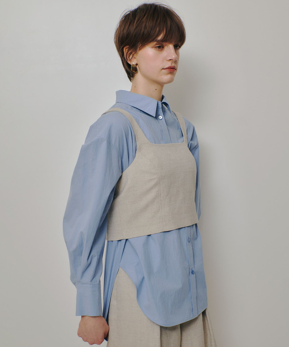 allureville シャークスキンショートジレ ベージュ (11)