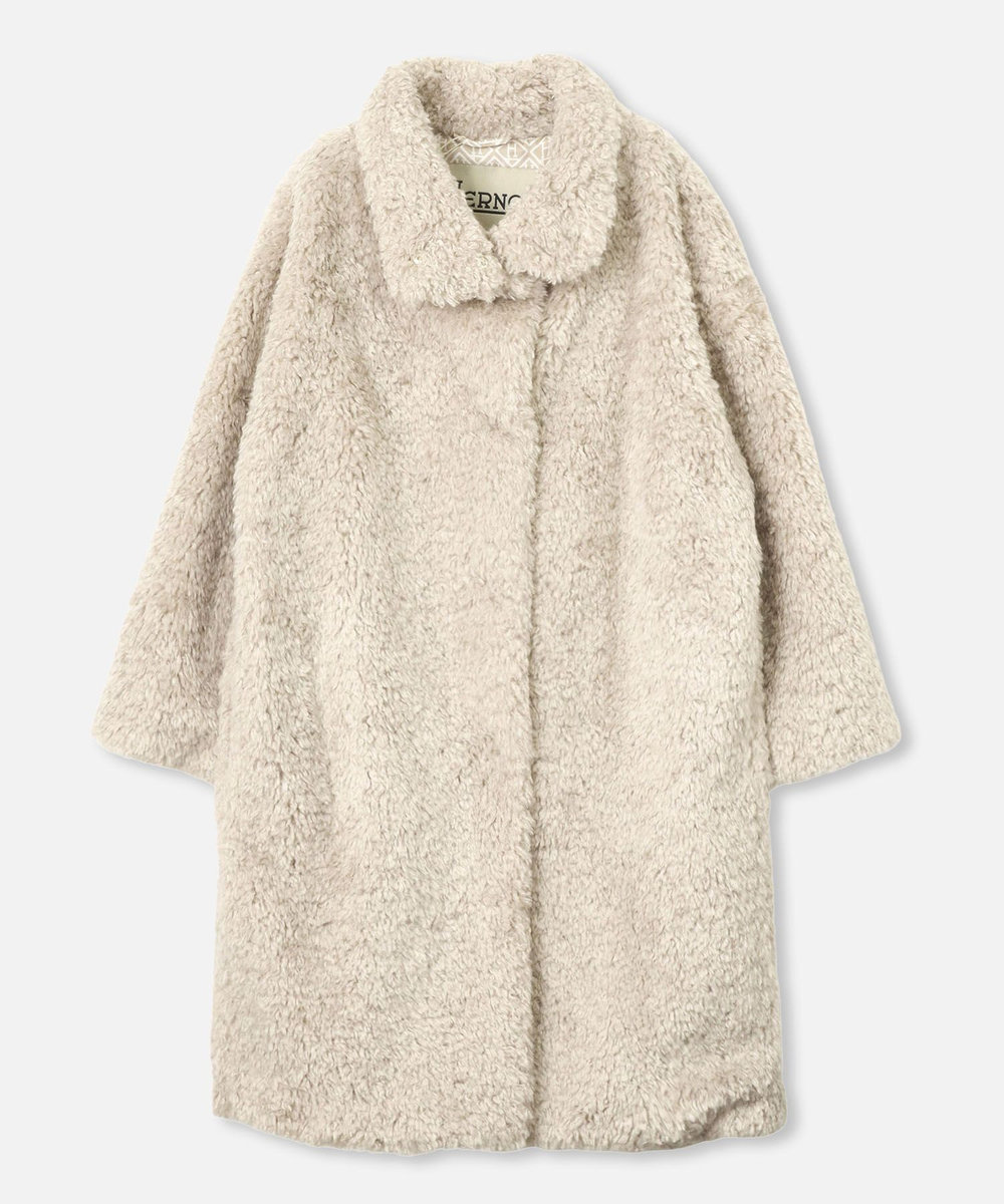 HERNO(ヘルノ－)】 CURLY ECO FUR HIGH NECK CT|allureville OFFICIAL