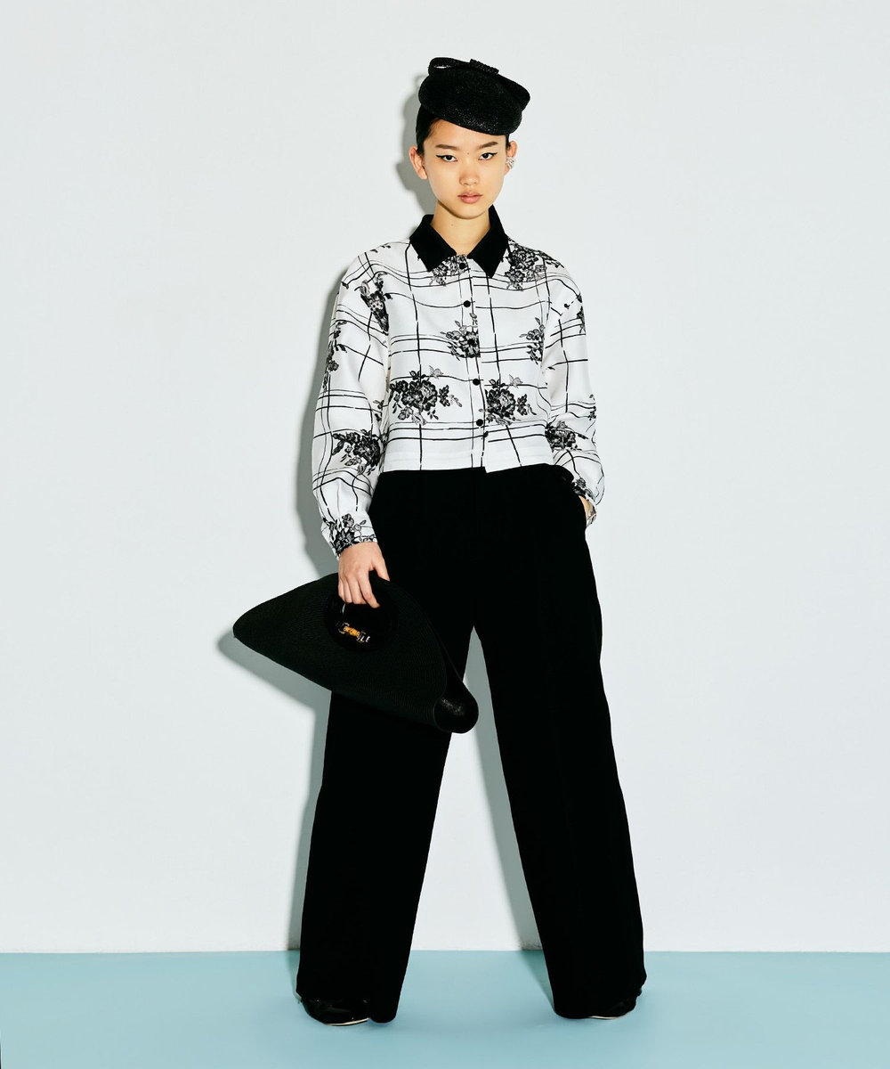 LOULOU WILLOUGHBY 【LOULOU WILLOUGHBY】SILK COフラワーチェックシャツブラウス ホワイト系 (08)