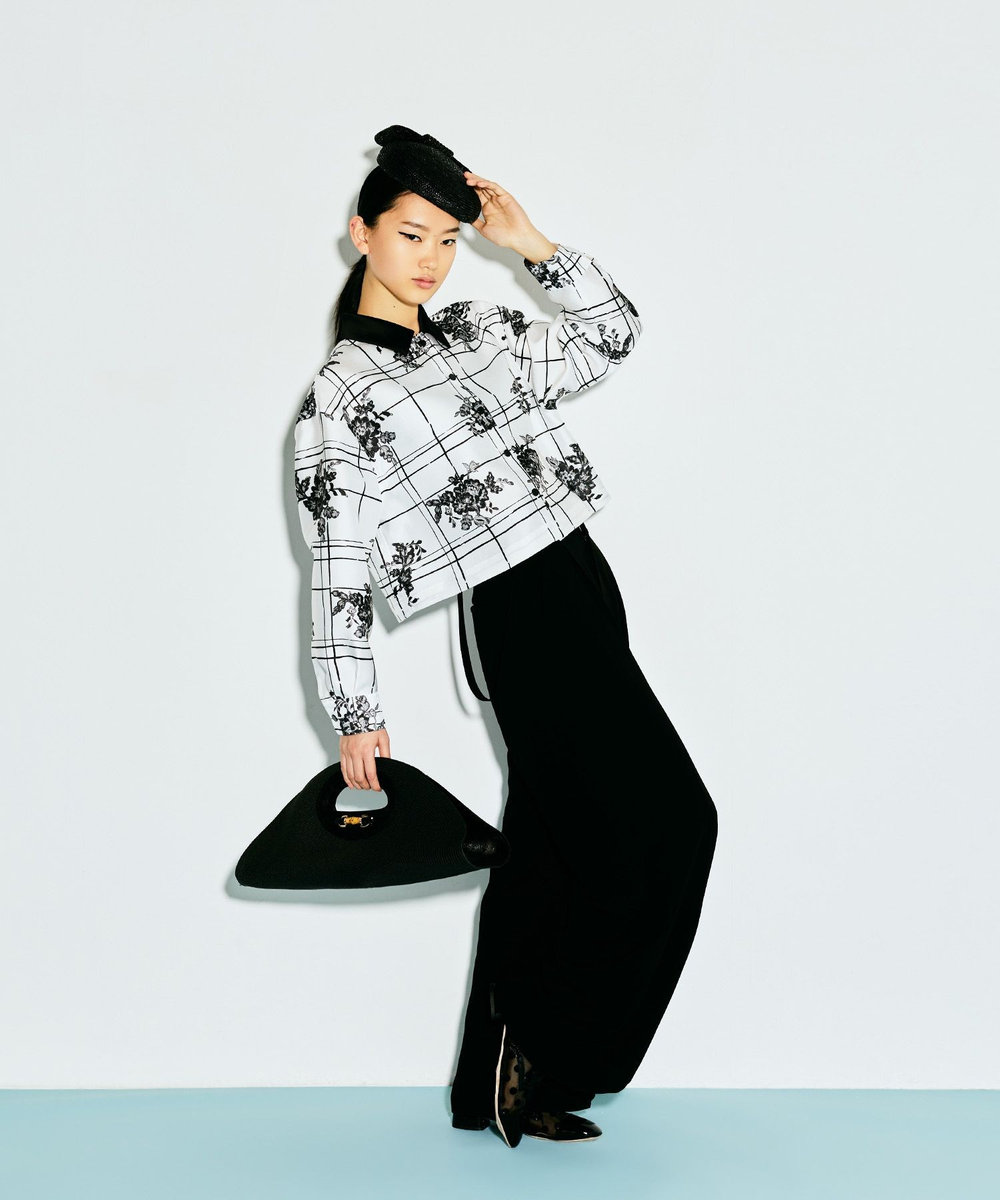 LOULOU WILLOUGHBY 【LOULOU WILLOUGHBY】SILK COフラワーチェックシャツブラウス ホワイト系 (08)