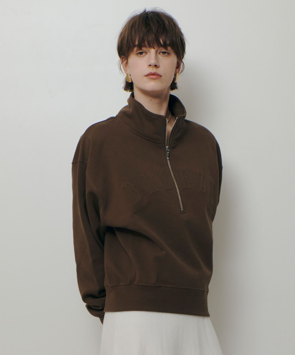 allureville ハーフジップ刺繍プルオーバー カーキ (76)