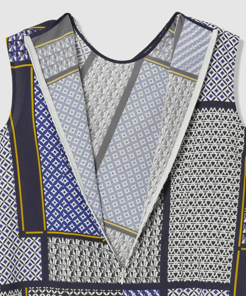 allureville ジオメトリックプリントパッチブラウス ブルー系 (68)