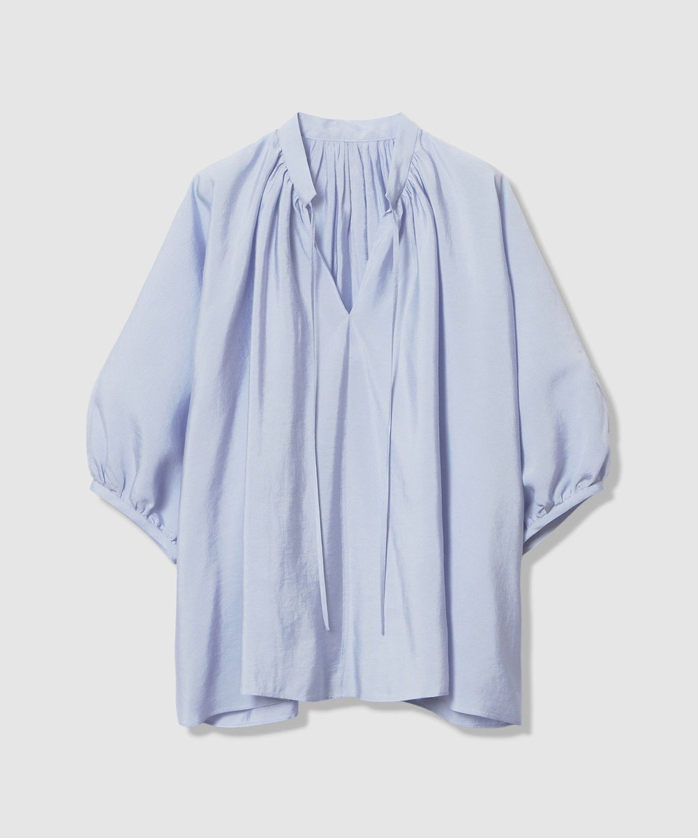 allureville ギャザーボリュームスタンドブラウス サックス (63)