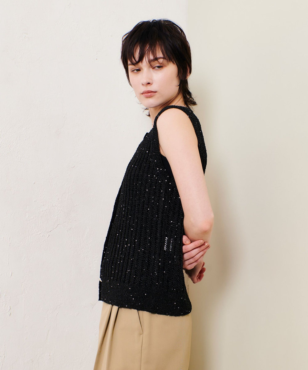 allureville スパンコールメッシュプルオーバー ブラック (95)