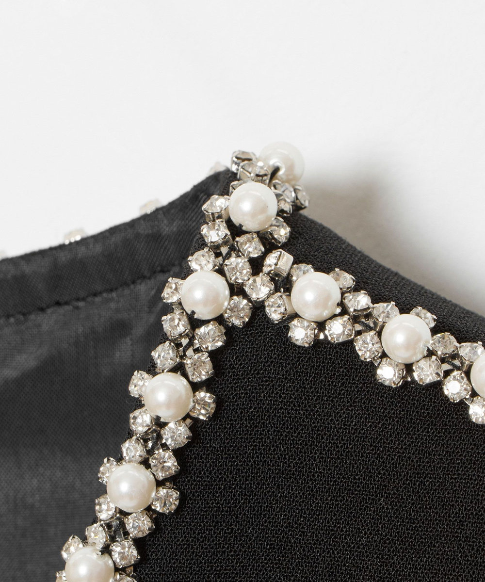 LOULOU WILLOUGHBY 【LOULOU WILLOUGHBY】ビジューミニワンピース ブラック (95)